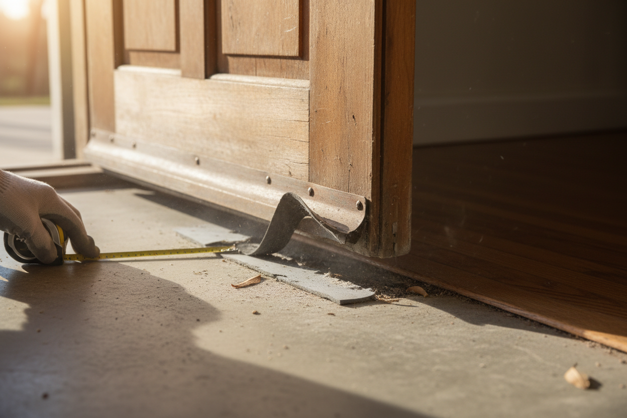 Problem photo – Draft under exterior door (door sweep, weatherstripping, threshold adjustment)