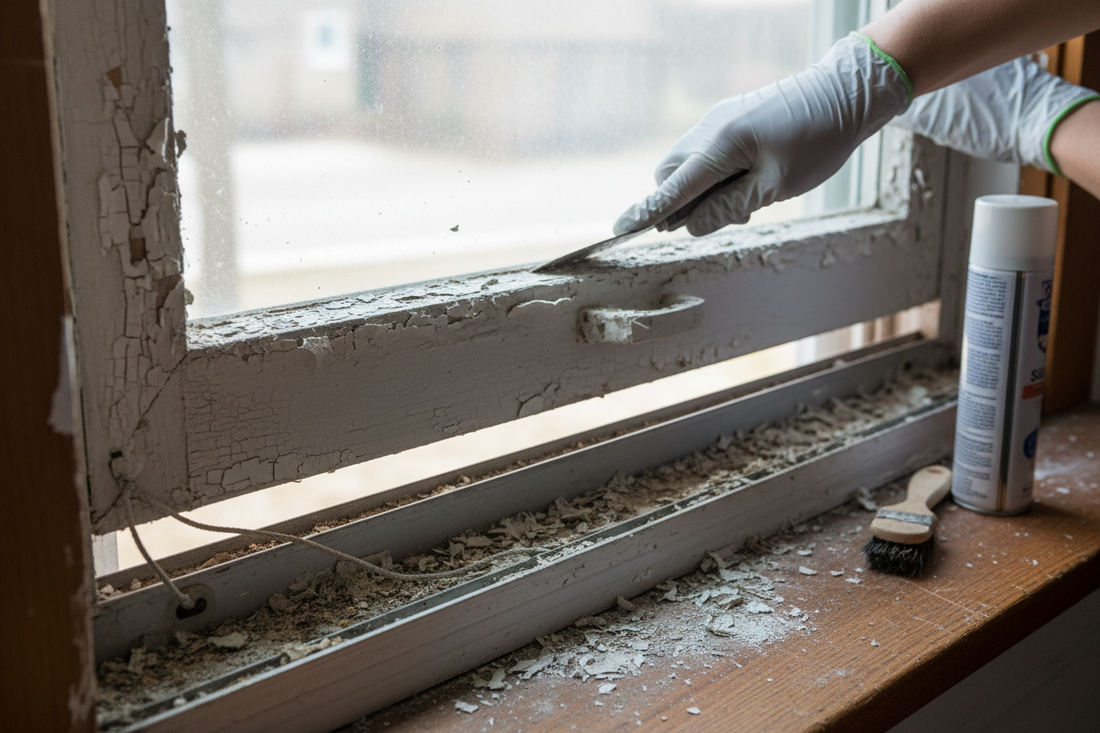 Problem photo – Stuck window (paint seal, track cleaning, sash balance symptoms, safe fixes)